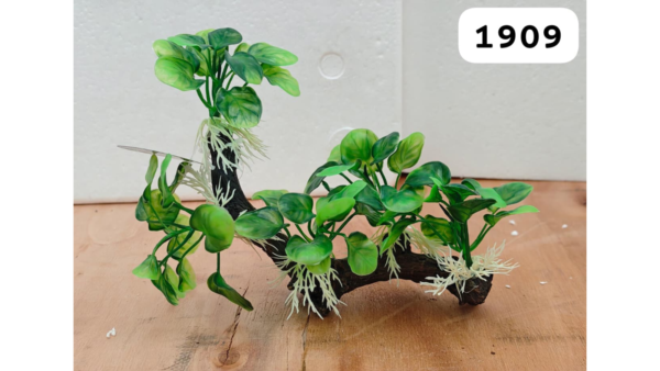 Tronco resina con Anubia nana en plastico,  20*10*20