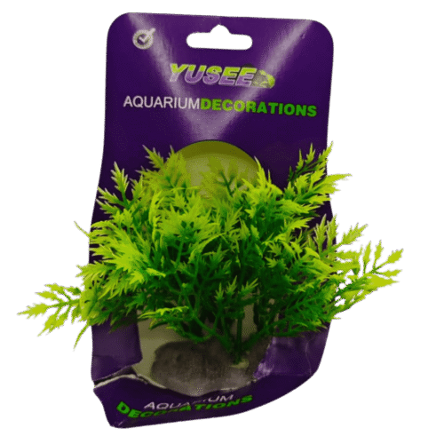 Planta plastica simil helecho 10 cm frondosa base ancha