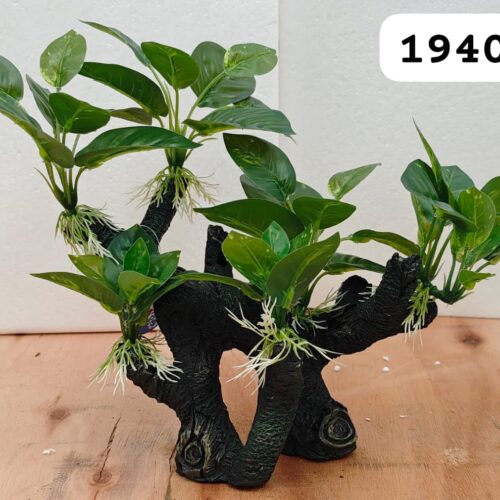 Tronco resina con Anubia Berteri en tela,  30*20*30