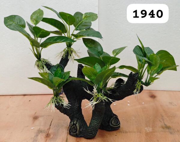 Tronco resina con Anubia Berteri en tela,  30*20*30