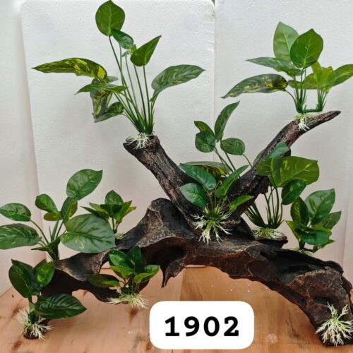 Tronco resina con Anubia Berteri en tela, 60*30*60