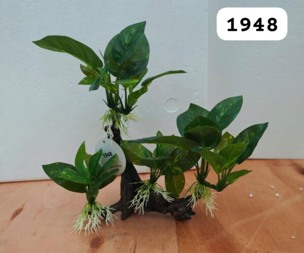 Tronco resina con Anubia berteri en tela, 27*10*20