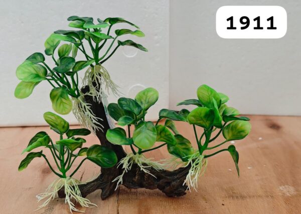 Tronco resina con Anubia nana en plastico,  20*10*20