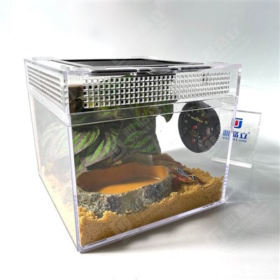 Contenedor acrilico exibidor, Gecos, Anolis, tortugas, ranas etc) Puerta superior (terrario) (20*18*20 Cm)